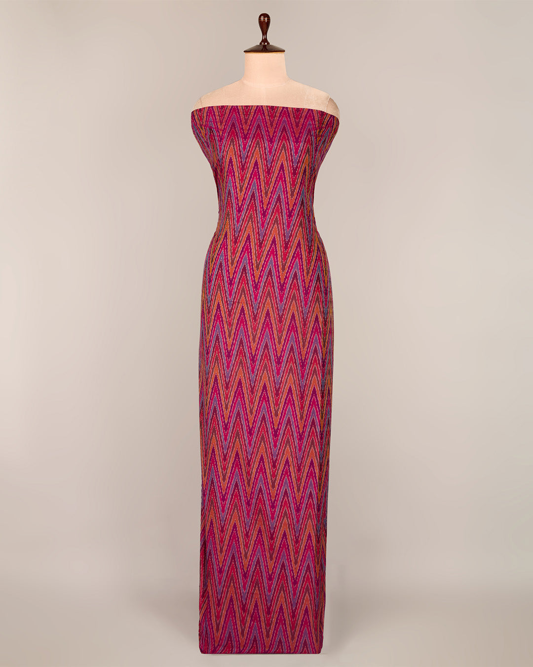 Magenta Pink Cotton Silk Ikat Fabric