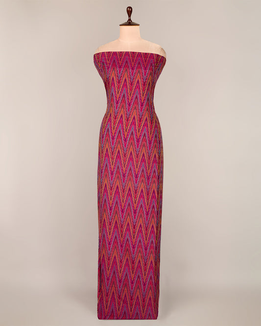 Magenta Pink Cotton Silk Ikat Fabric