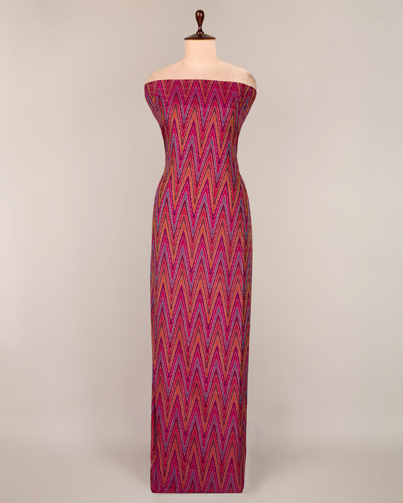 Magenta Pink Cotton Silk Ikat Fabric