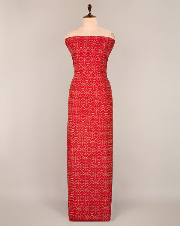 Hot Red Cotton Silk Ikat Fabric
