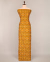 Mustard Cotton Silk Ikat Fabric with traditional woven design