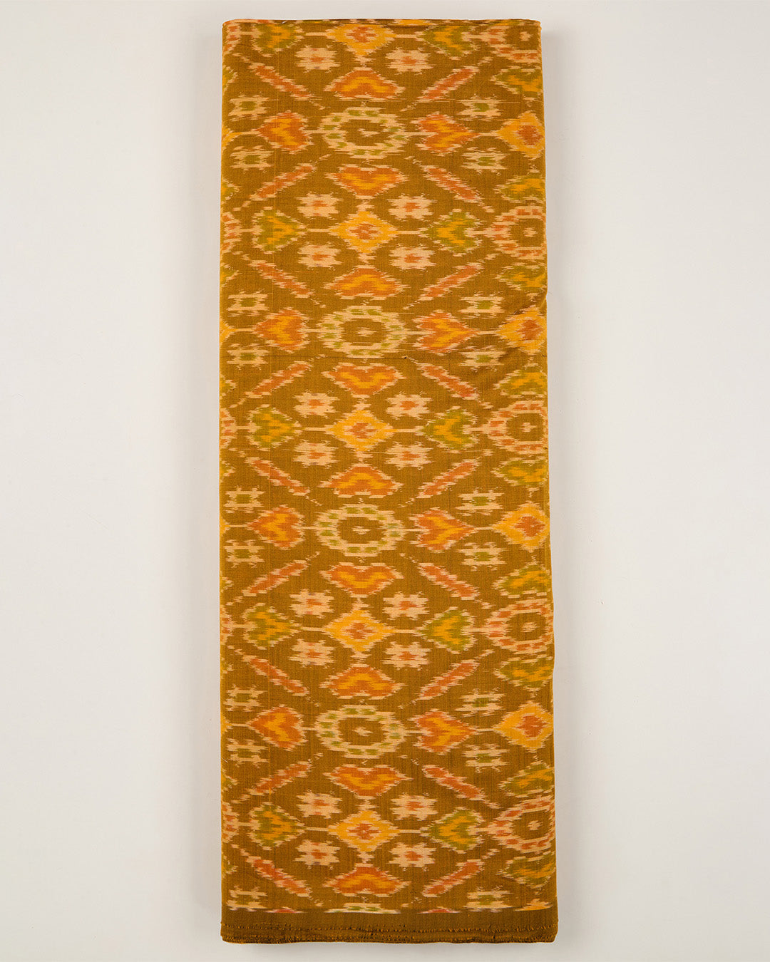 Mustard Cotton Silk Ikat Fabric
