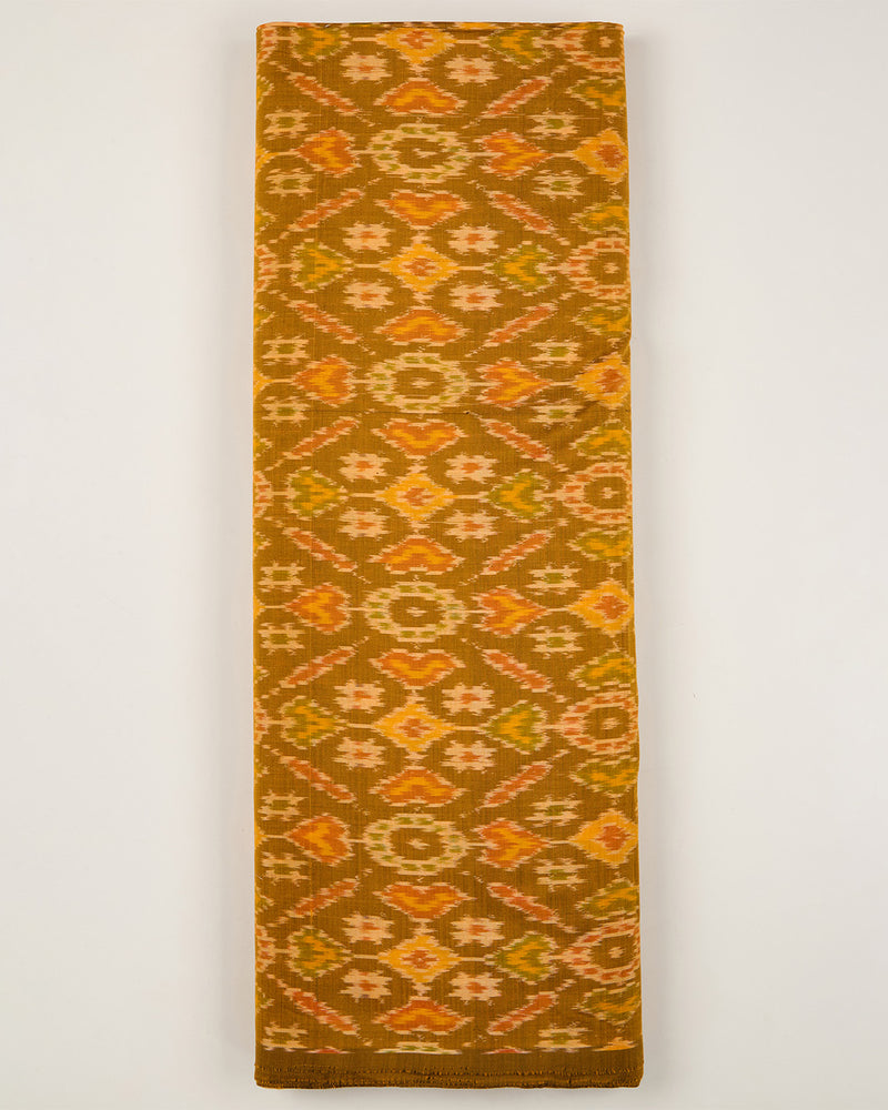 Mustard Cotton Silk Ikat Fabric