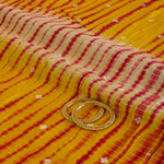 Mustard Chiniya Tie & Dye Butta Woven Fabric