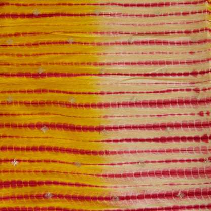 Mustard Chiniya Tie & Dye Butta Woven Fabric