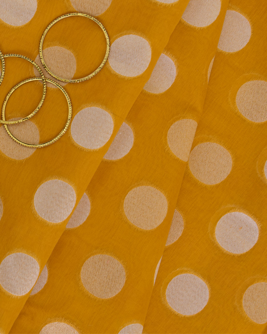 Mango Chanderi Gold Silver Polka Dot
