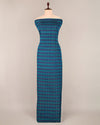 Blue Green Cotton Silk Ikat Fabric