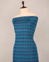 Blue Green Cotton Silk Ikat Fabric