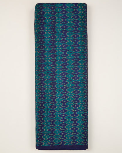 Blue Green Cotton Silk Ikat Fabric