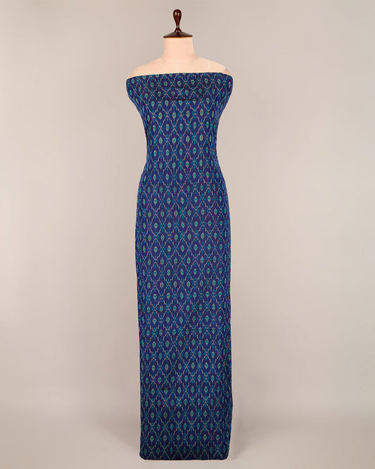 Cotton Silk Ikat Fabric in Royal Blue
