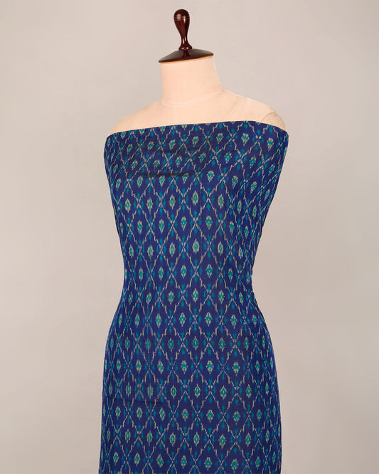 Royal Blue Cotton Silk Ikat Fabric