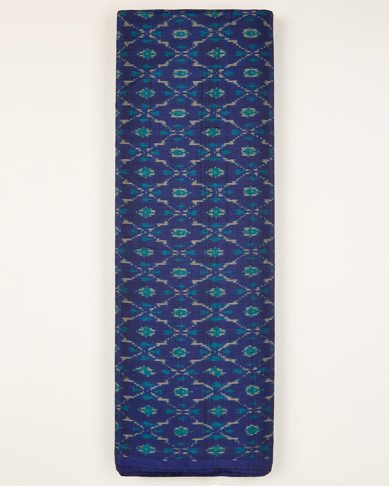 Royal Blue Cotton Silk Ikat Fabric