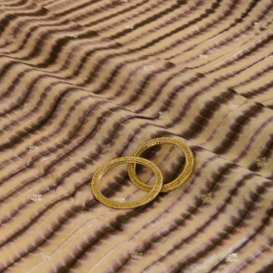 Natural Brown Chiniya Tie & Dye Butta Woven Fabric