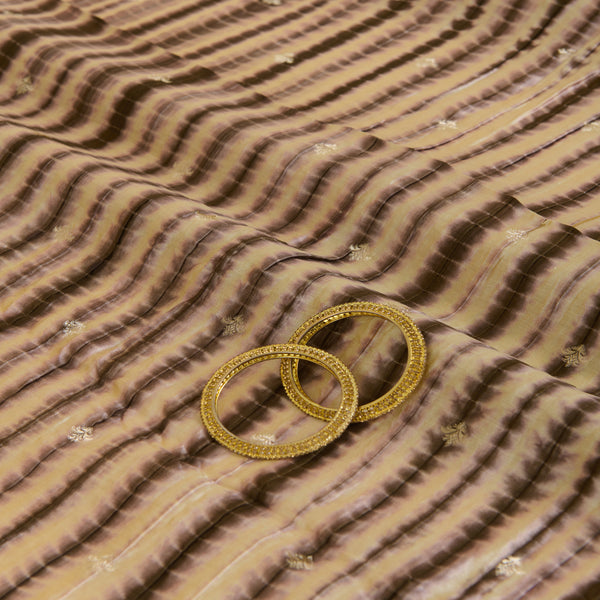 Natural Brown Chiniya Tie & Dye Butta Woven Fabric