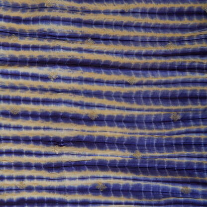 Natural Blue Chiniya Tie & Dye Butta Woven Fabric