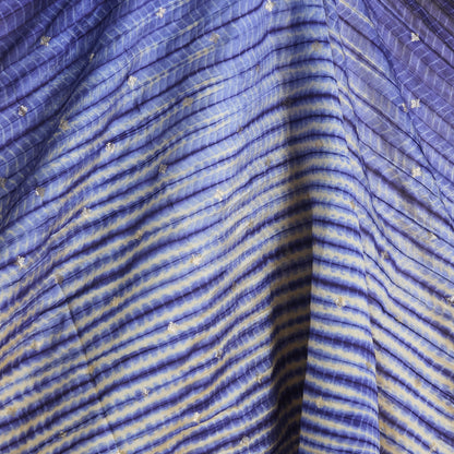 Natural Blue Chiniya Tie & Dye Butta Woven Fabric