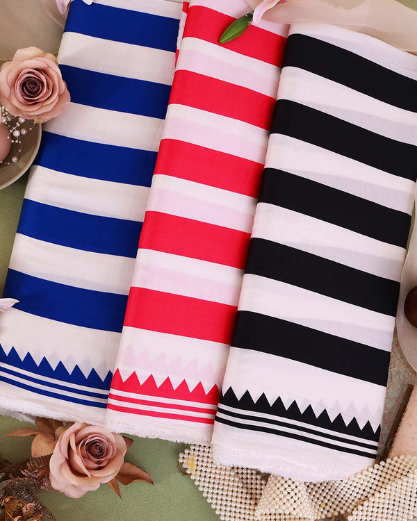 Cotton Satin Stripes Printed Fabric