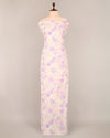 Offwhite-Purple Cotton Jaipuri Block Jaal Printed Fabric