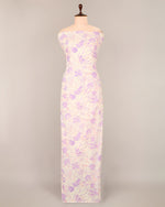 Offwhite-Purple Cotton Jaipuri Block Jaal Printed Fabric