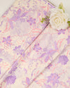 Offwhite-Purple Cotton Jaipuri Block Jaal Printed Fabric