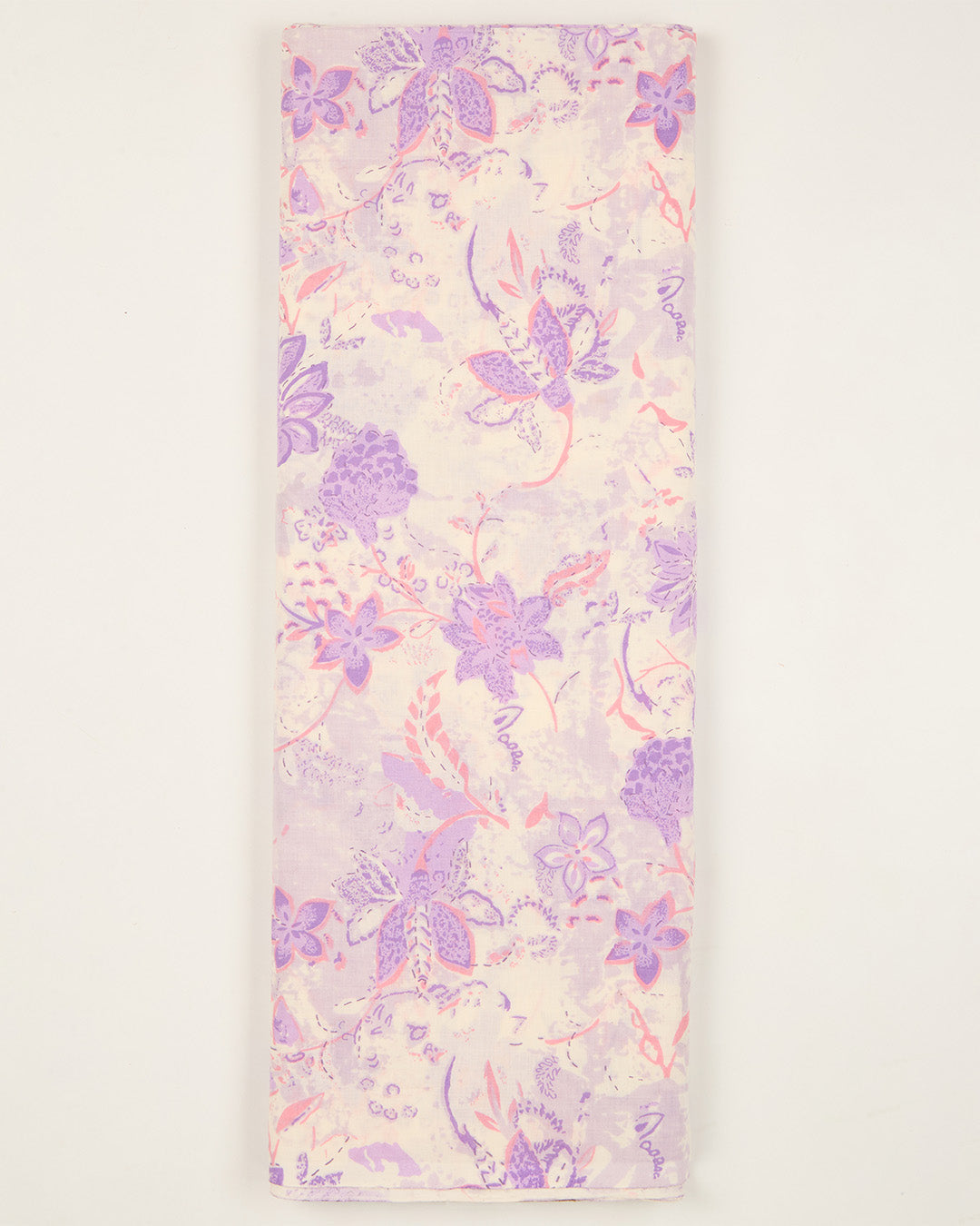 Offwhite-Purple Cotton Jaipuri Block Jaal Printed Fabric