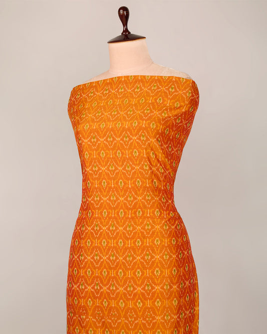 Orange Cotton Silk Ikat Fabric