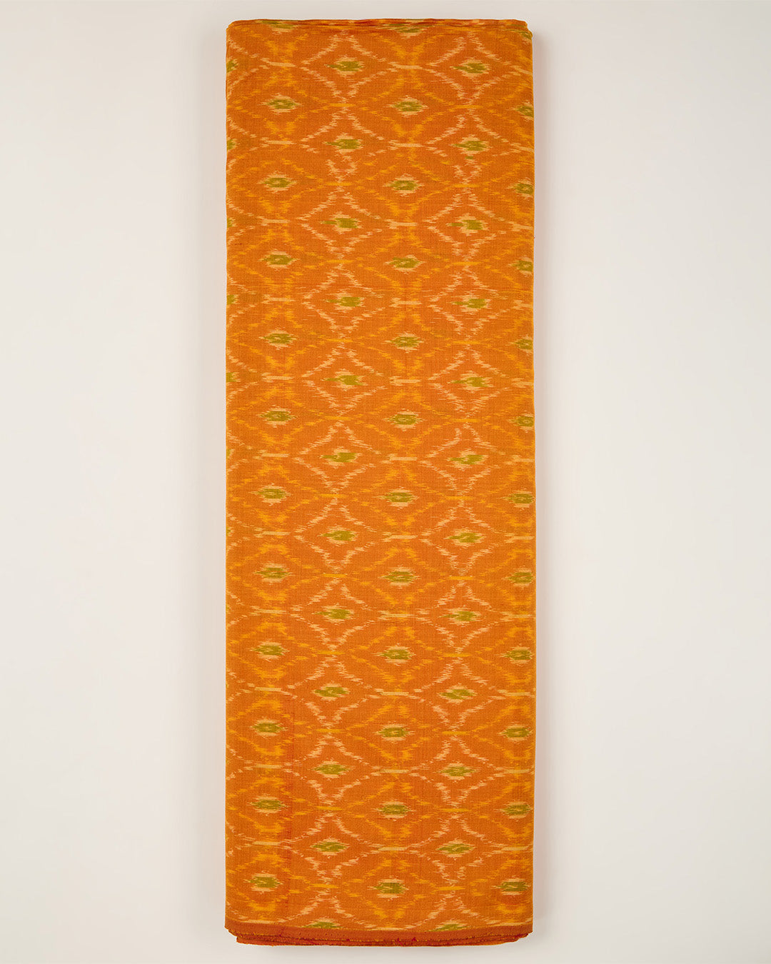 Orange Cotton Silk Ikat Fabric