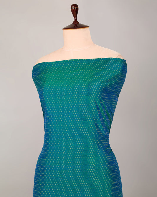 Peacock Green Cotton Silk Ikat Fabric