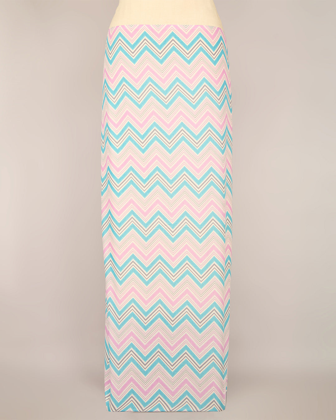 Pink Blue Cotton Jaipuri Buta & Stripe Printed Fabric