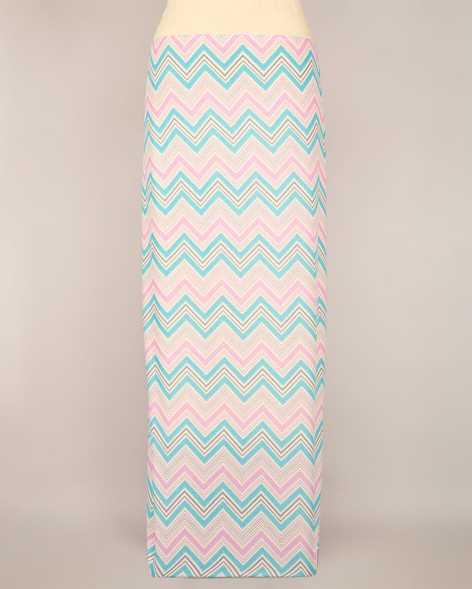 Pink Blue Cotton Jaipuri Zigzag Printed Fabric
