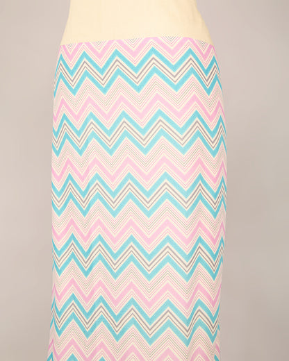 Pink Blue Cotton Jaipuri Buta & Stripe Printed Fabric