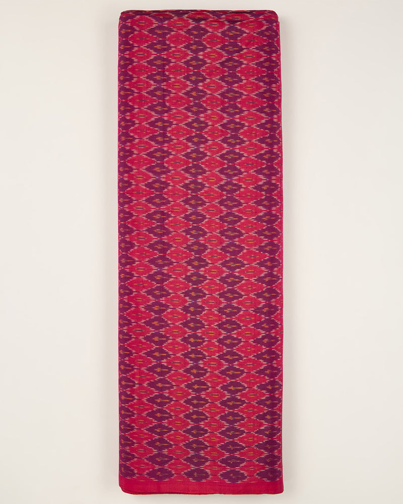 Pinkish Red Cotton Silk Ikat Fabric