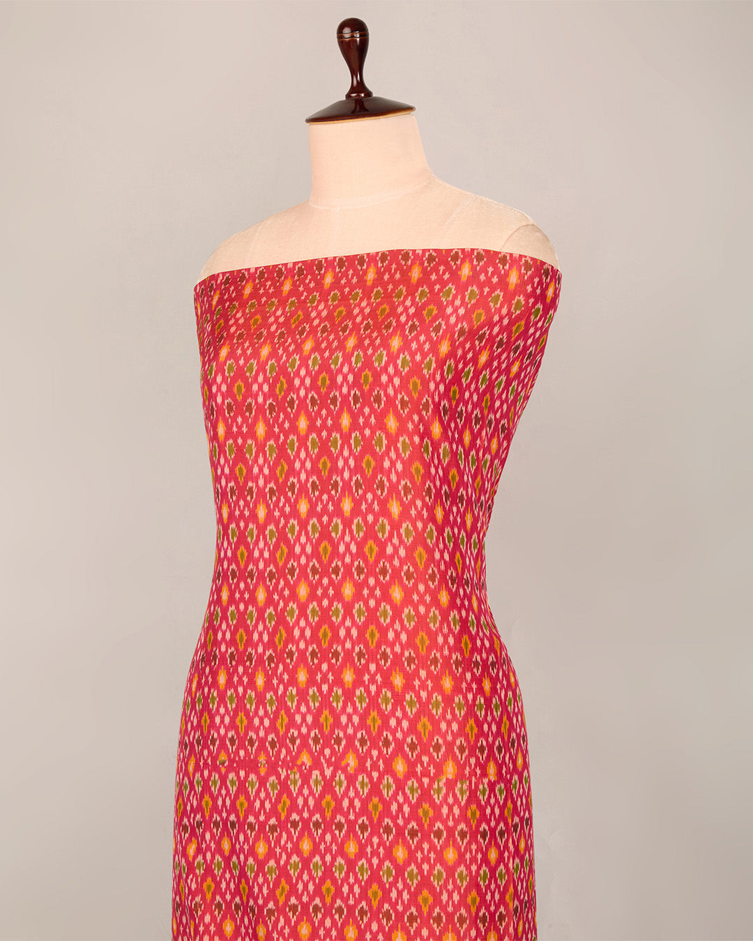 Pink Cotton Silk Ikat Fabric