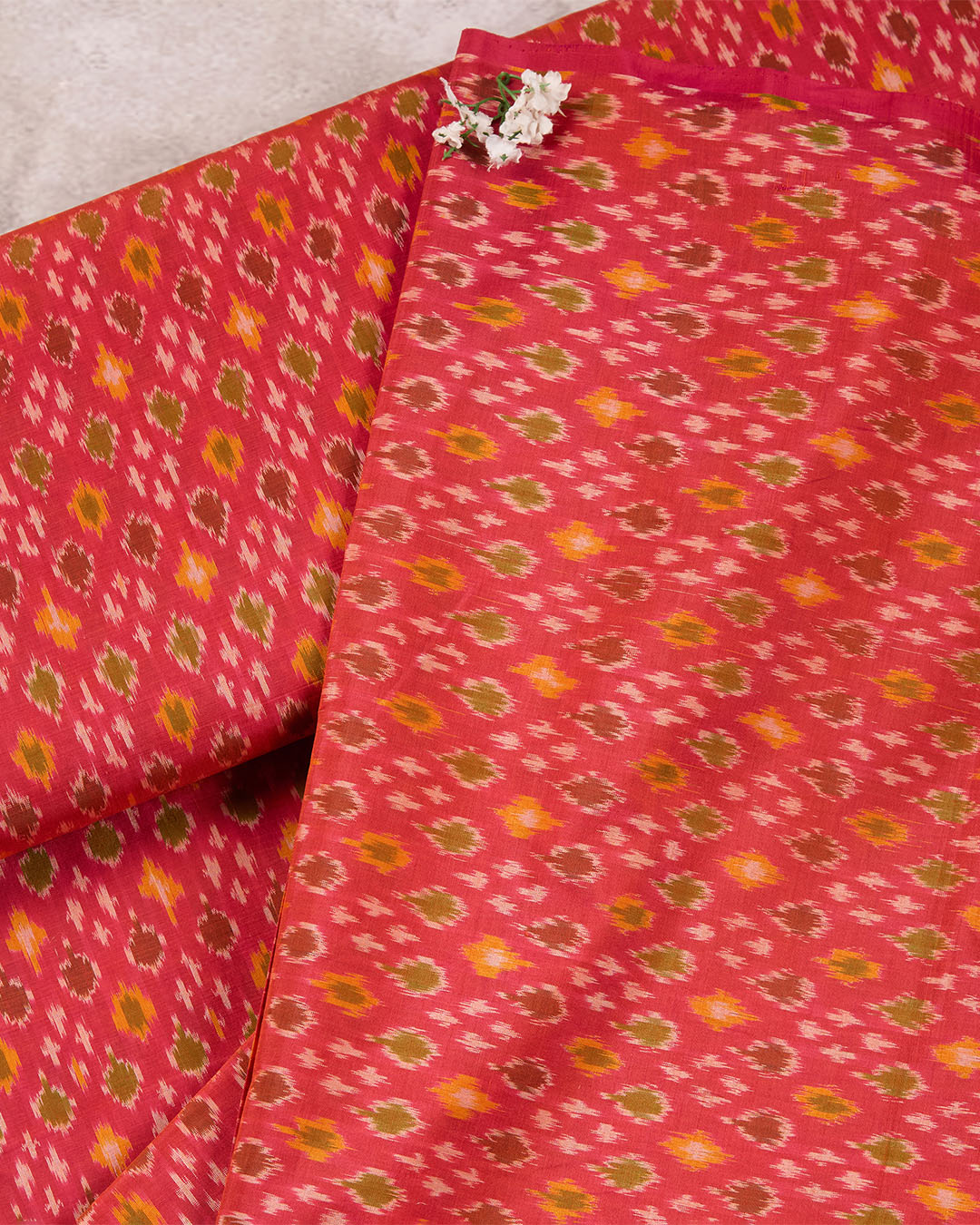 Pink Cotton Silk Ikat Fabric