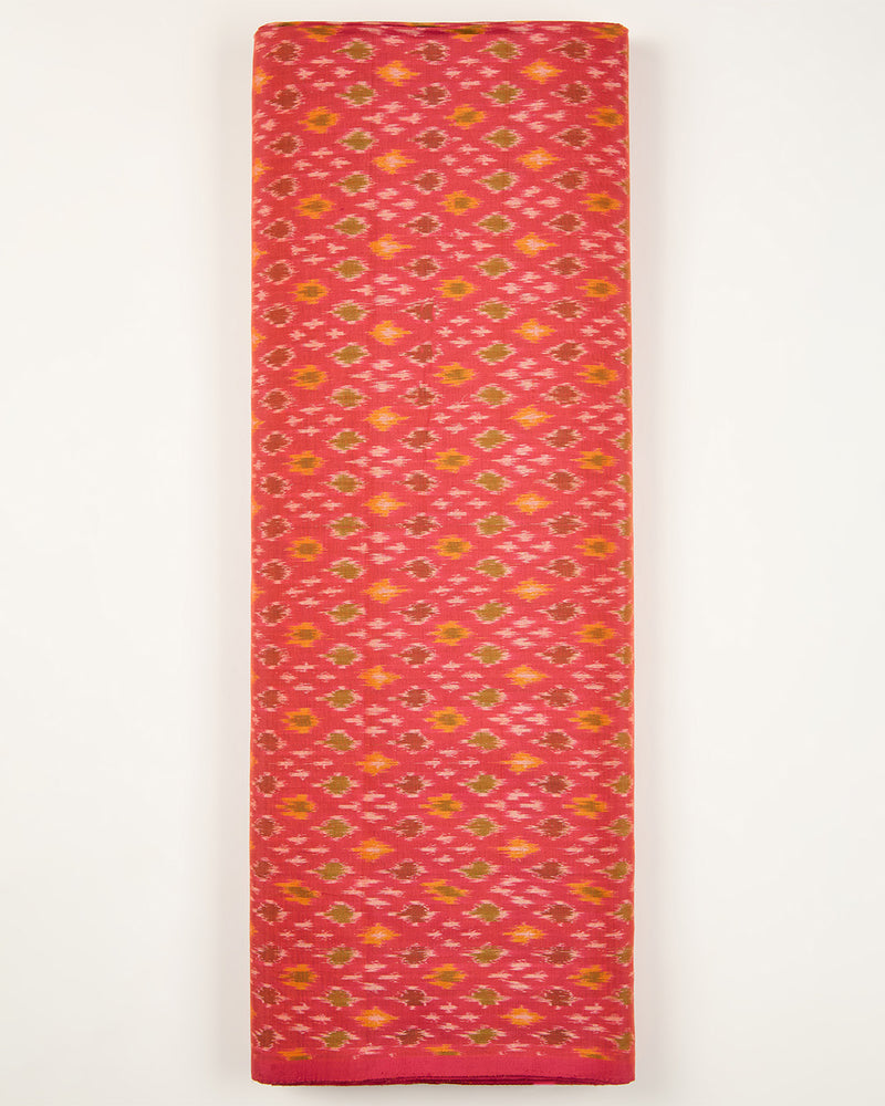 Pink Cotton Silk Ikat Fabric