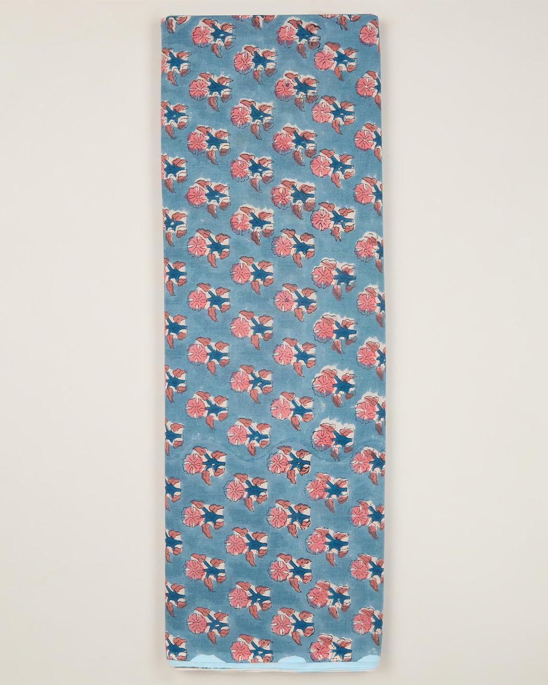 Cotton Jaipuri Block Jaal Printed Fabric - Bluish Grey