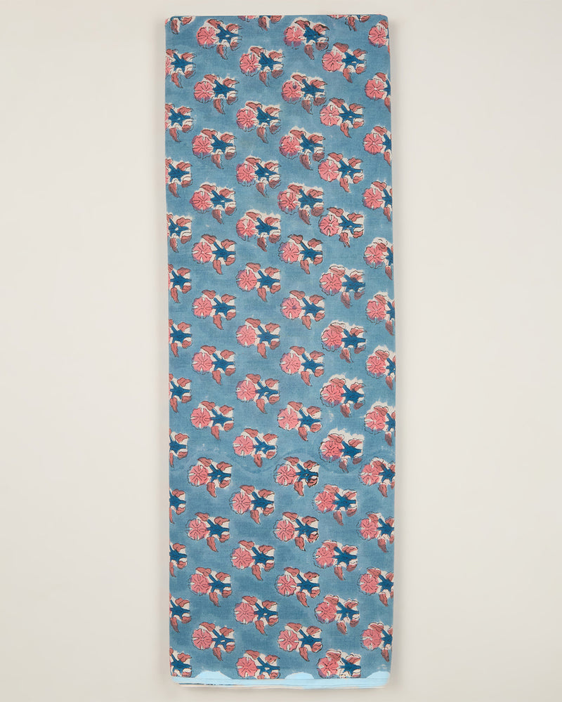 Cotton Jaipuri Block Jaal Printed Fabric - Bluish Grey
