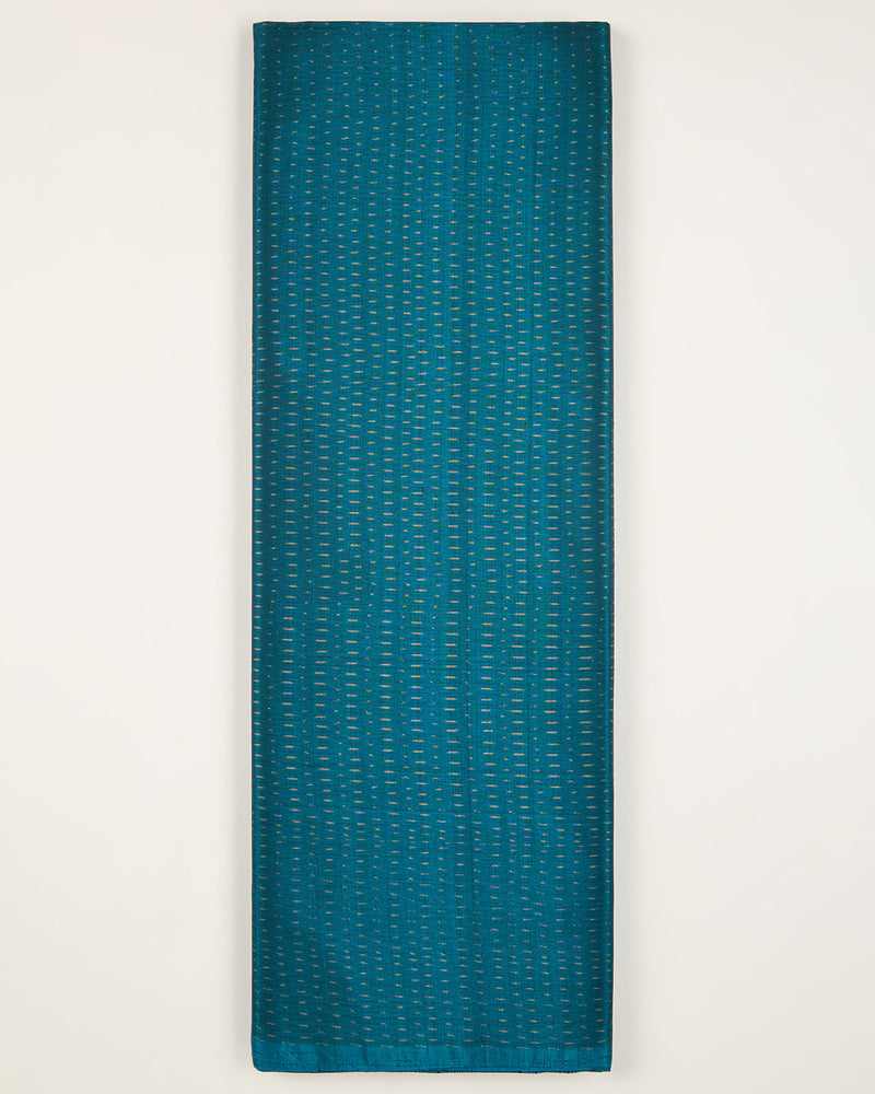 Peacock Blue Cotton Silk Ikat Fabric