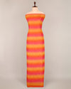 Pink Yellow Cotton Silk Ikat Geometric Fabric