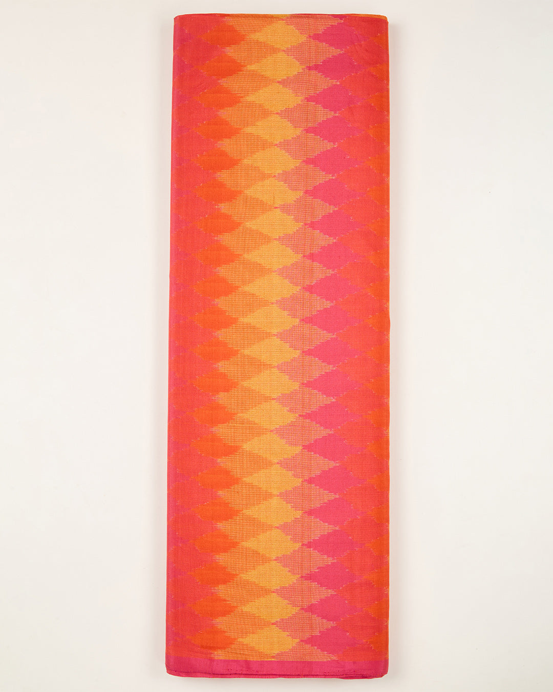Pink Yellow Cotton Silk Ikat Geometric Fabric