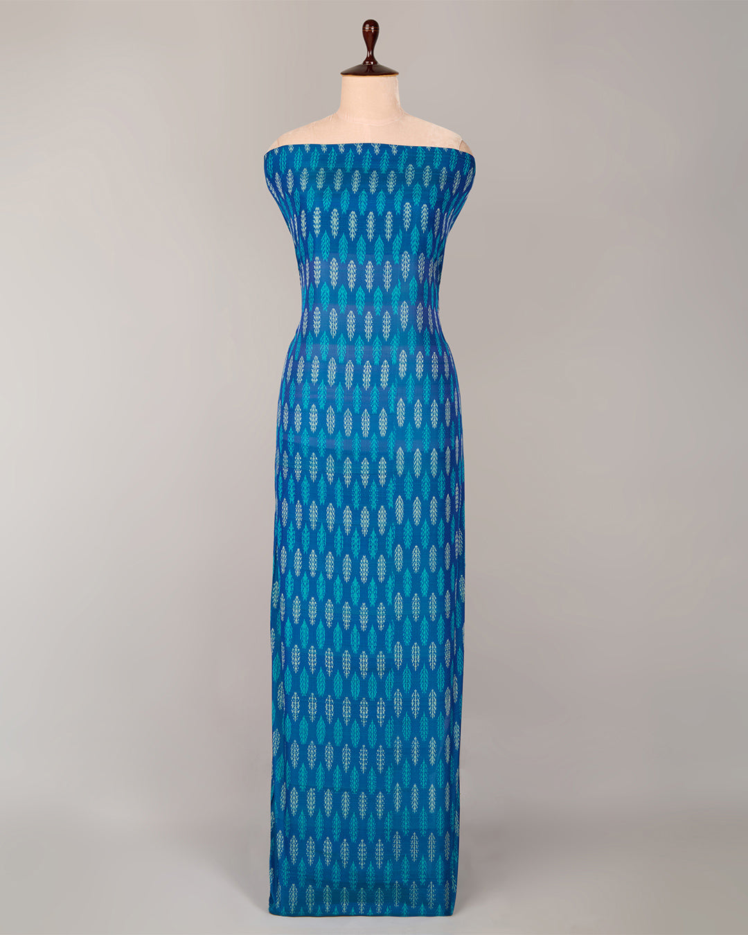 Peacock Blue Cotton Silk Ikat Fabric