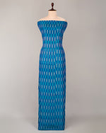 Peacock Blue Cotton Silk Ikat Fabric