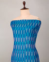 Peacock Blue Cotton Silk Ikat Fabric