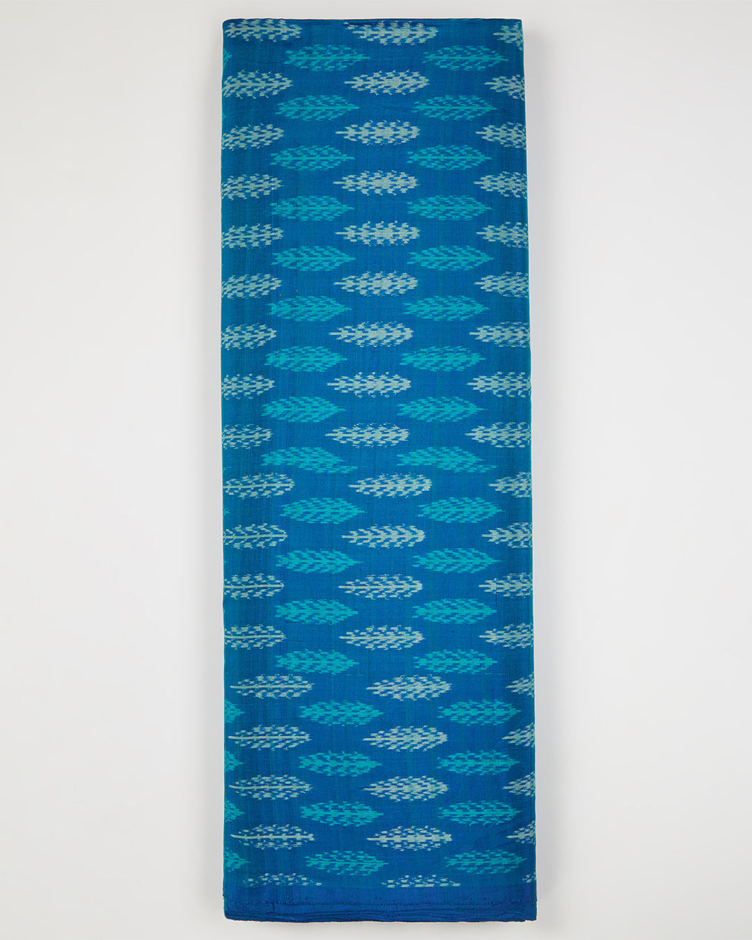 Peacock Blue Cotton Silk Ikat Fabric