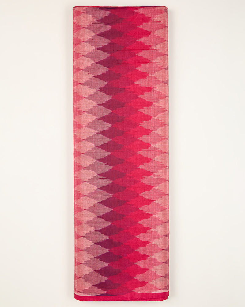 Pink Cotton Silk Ikat Geometric Fabric
