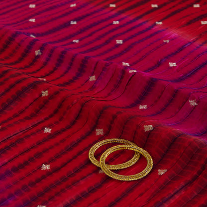 Pink Red Chiniya Tie & Dye Butta Woven Fabric