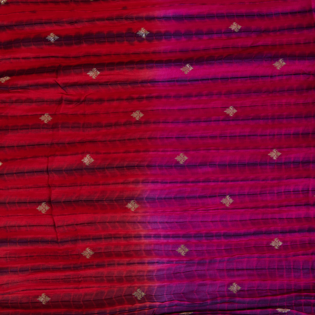 Pink Red Chiniya Tie & Dye Butta Woven Fabric