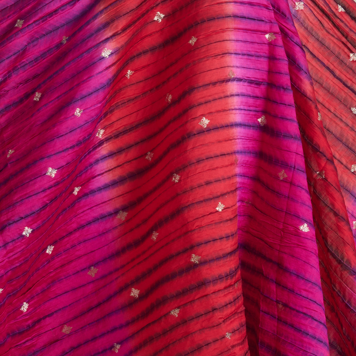 Pink Red Chiniya Tie & Dye Butta Woven Fabric