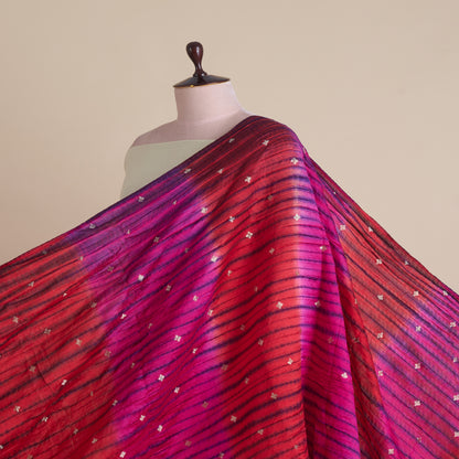 Pink Red Chiniya Tie & Dye Butta Woven Fabric