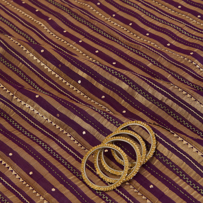 Purple Chanderi Zari Gota Work Fabric
